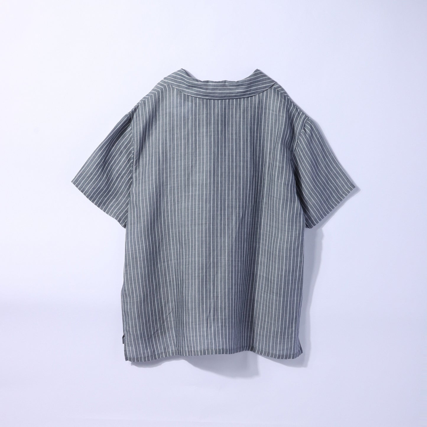ナチュラルストライプ ショールカラーブラウス