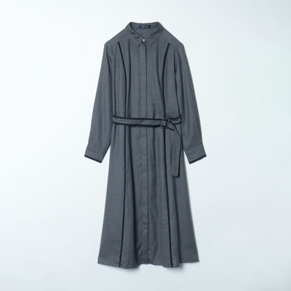 TWツイル ライン切替えシャツワンピース