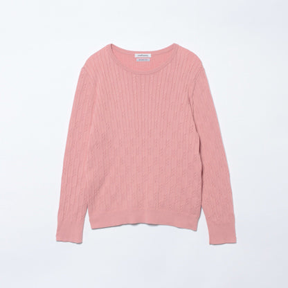 コンパクトギザコットン ランダムケーブルボートネックプルオーバー