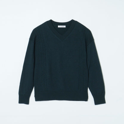 ウォッシャブルウール ケーブルニットプルオーバー