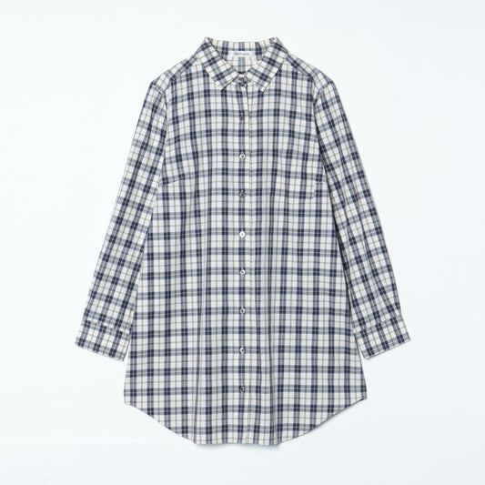 【L】ミルキータータンチェック チュニックシャツ