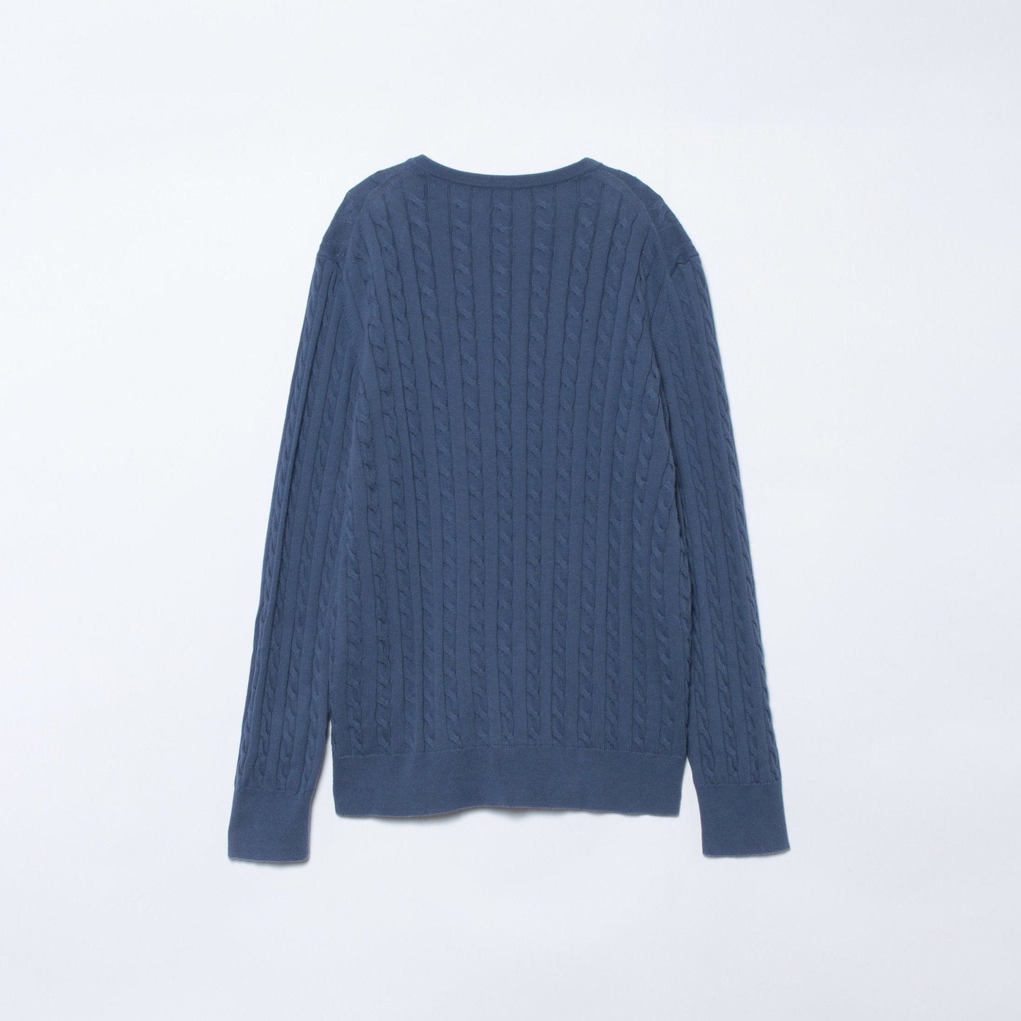 コンパクトギザコットン ケーブルクルーネックニットカーディガン