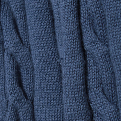 コンパクトギザコットン ケーブルクルーネックニットカーディガン