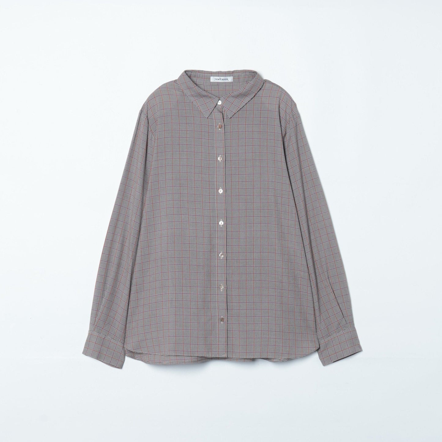 【L】カラードラインレトロチェック レギュラーカラーシャツ
