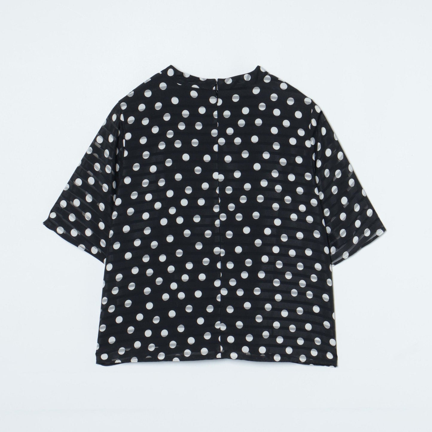 【L】シアボーダードットプリントブラウス