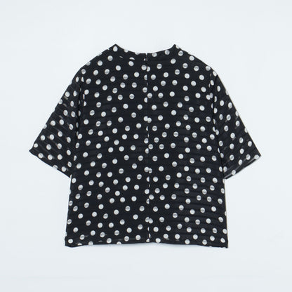 【L】シアボーダードットプリントブラウス