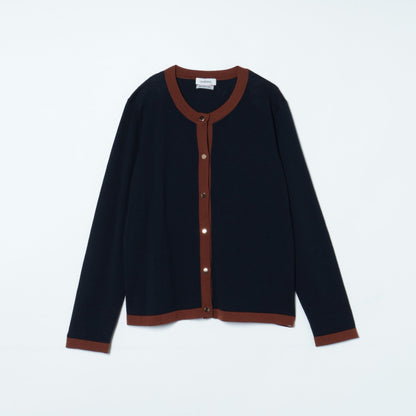 【L】【キャッシュウール】クルーネックカーディガン(無地)