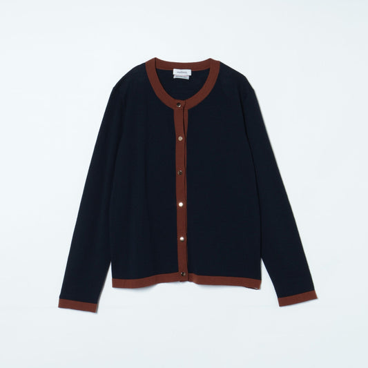 【L】【キャッシュウール】クルーネックカーディガン(無地)