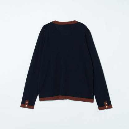 【L】【キャッシュウール】クルーネックカーディガン(無地)