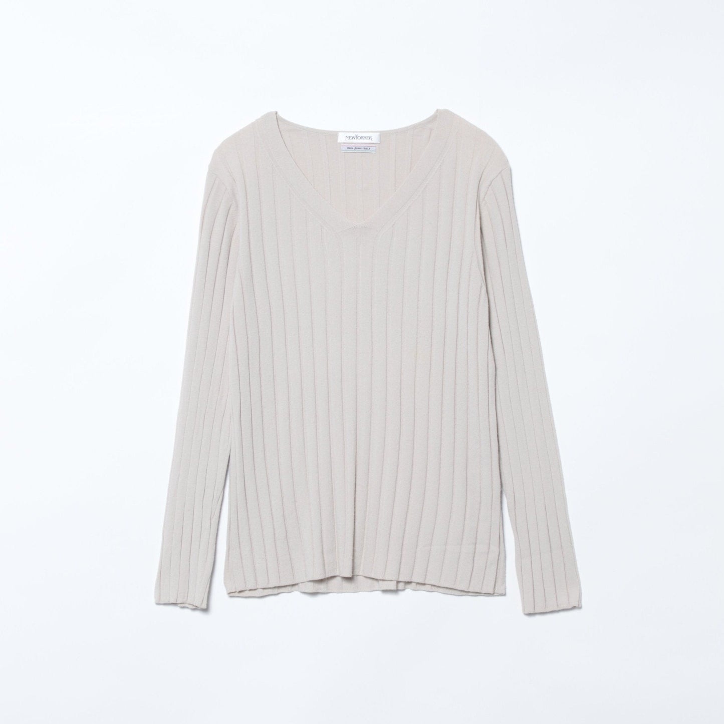 【L】【DRESS KNIT】 Italy yarn ワイドリブニットプルオーバー