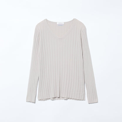 【L】【DRESS KNIT】 Italy yarn ワイドリブニットプルオーバー