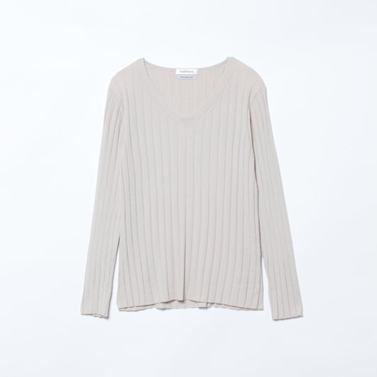 【L】【DRESS KNIT】 Italy yarn ワイドリブニットプルオーバー