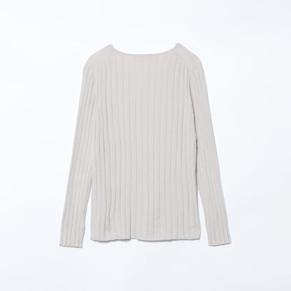 【L】【DRESS KNIT】 Italy yarn ワイドリブニットプルオーバー