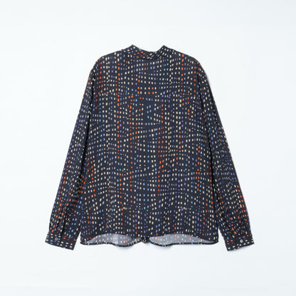 イルミネーションプリント ボウタイブラウス