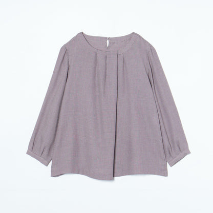 ハウンドトゥース（千鳥格子）アシンメトリーブラウス（スーツインナー対応）