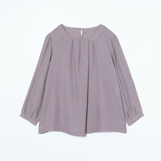 ハウンドトゥース（千鳥格子）アシンメトリーブラウス（スーツインナー対応）