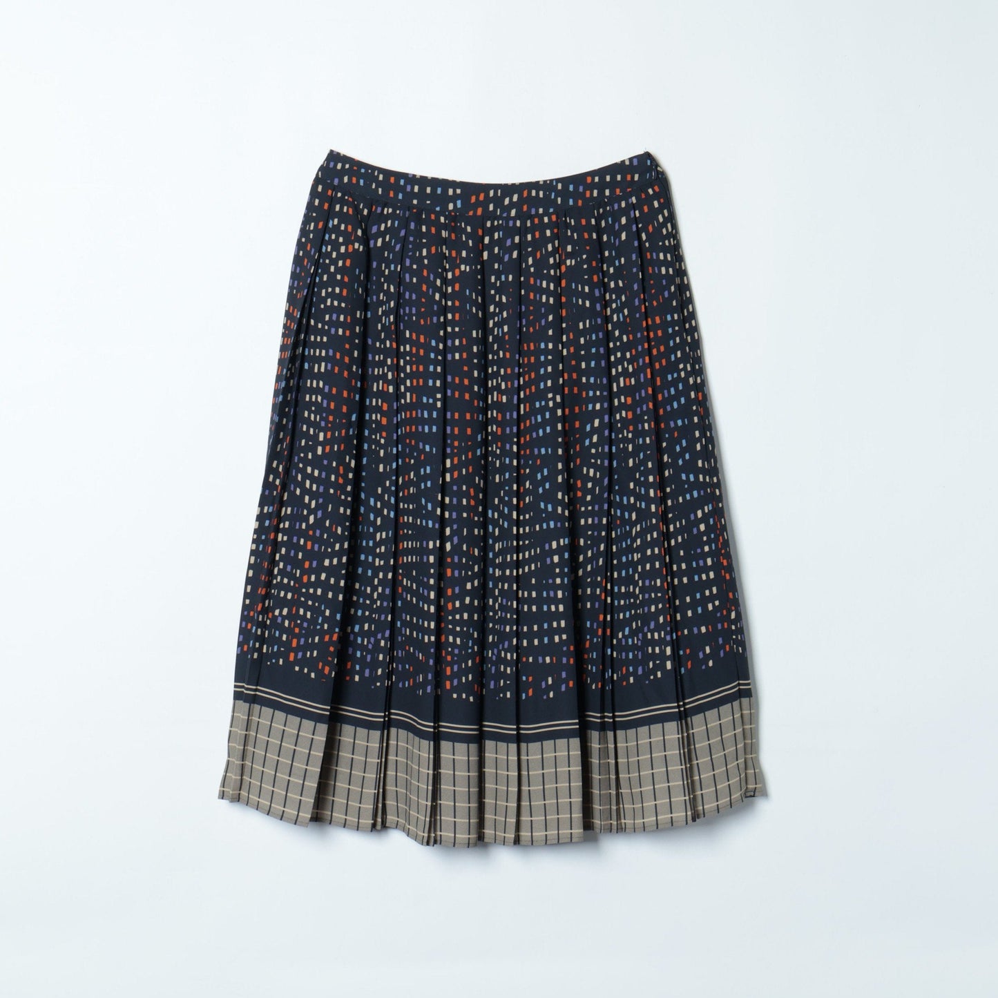 イルミネーション＆チェックパネルプリント プリーツスカート