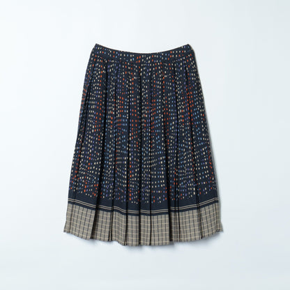 イルミネーション＆チェックパネルプリント プリーツスカート