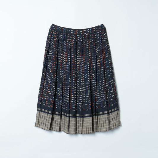 イルミネーション＆チェックパネルプリント プリーツスカート