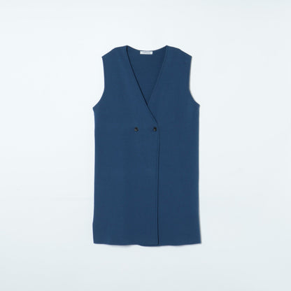 【手洗い可能】TC総針 ダブルブレストニットジレ