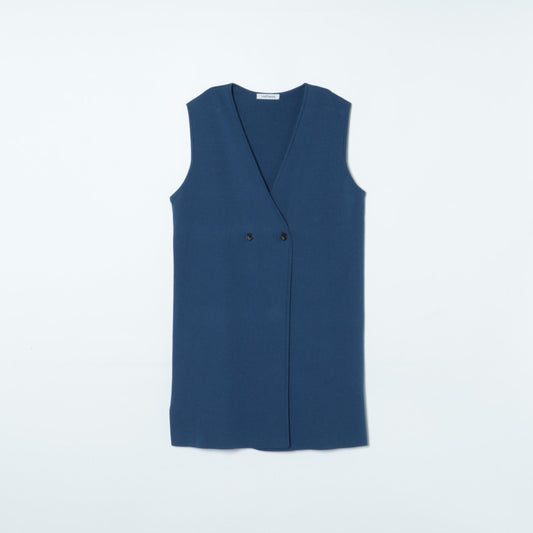 【手洗い可能】TC総針 ダブルブレストニットジレ