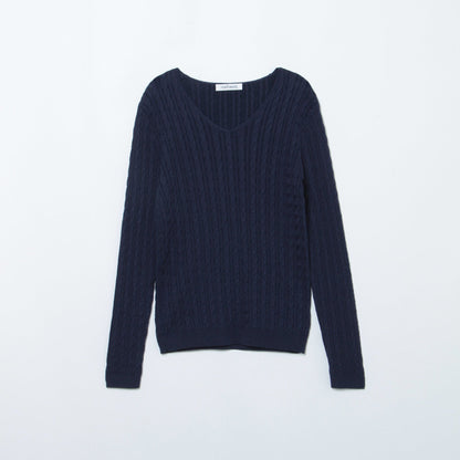 【DRESS KNIT】 ビスコースポリエステル ケーブルニット