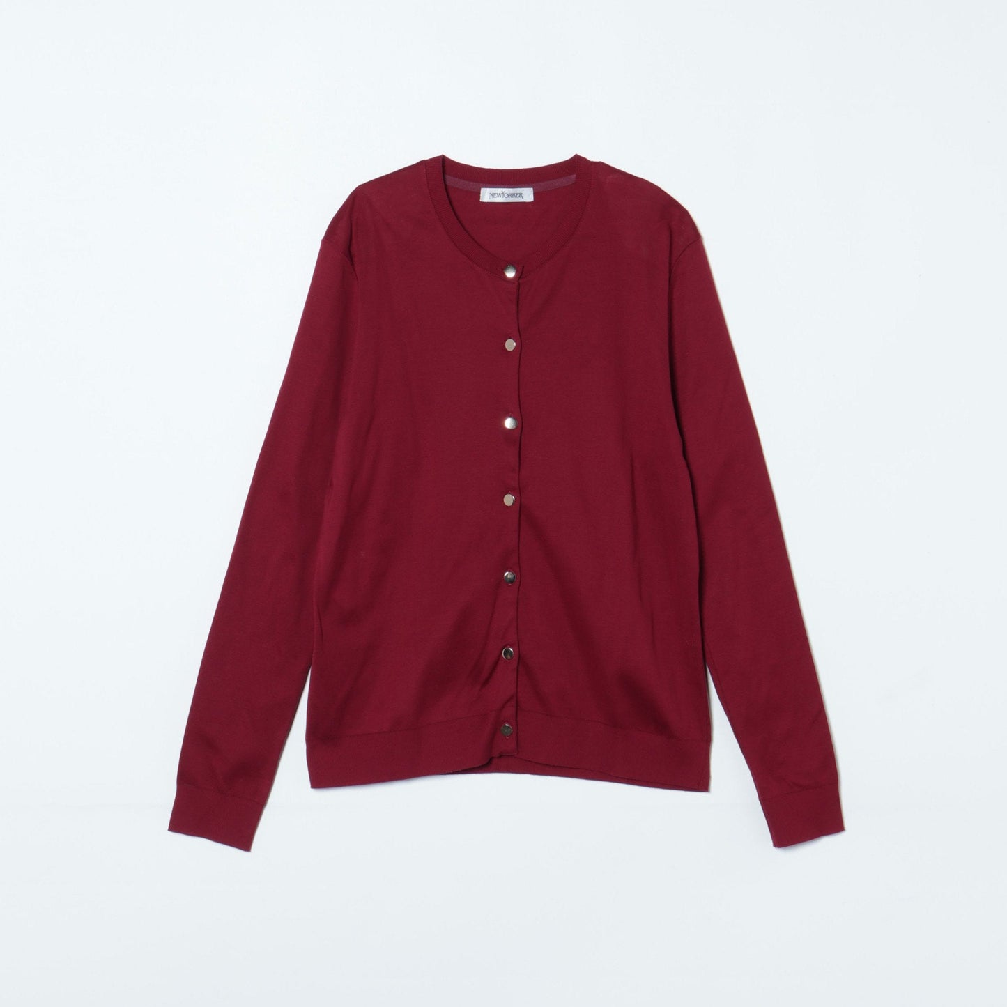 成型ダブルシルケットコットン クルーネックカーディガン