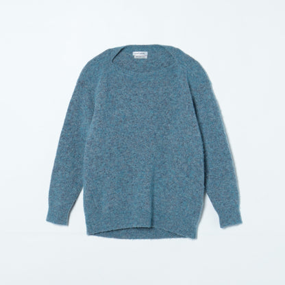 ウールナイロンストレッチ スラッシュドネックニット