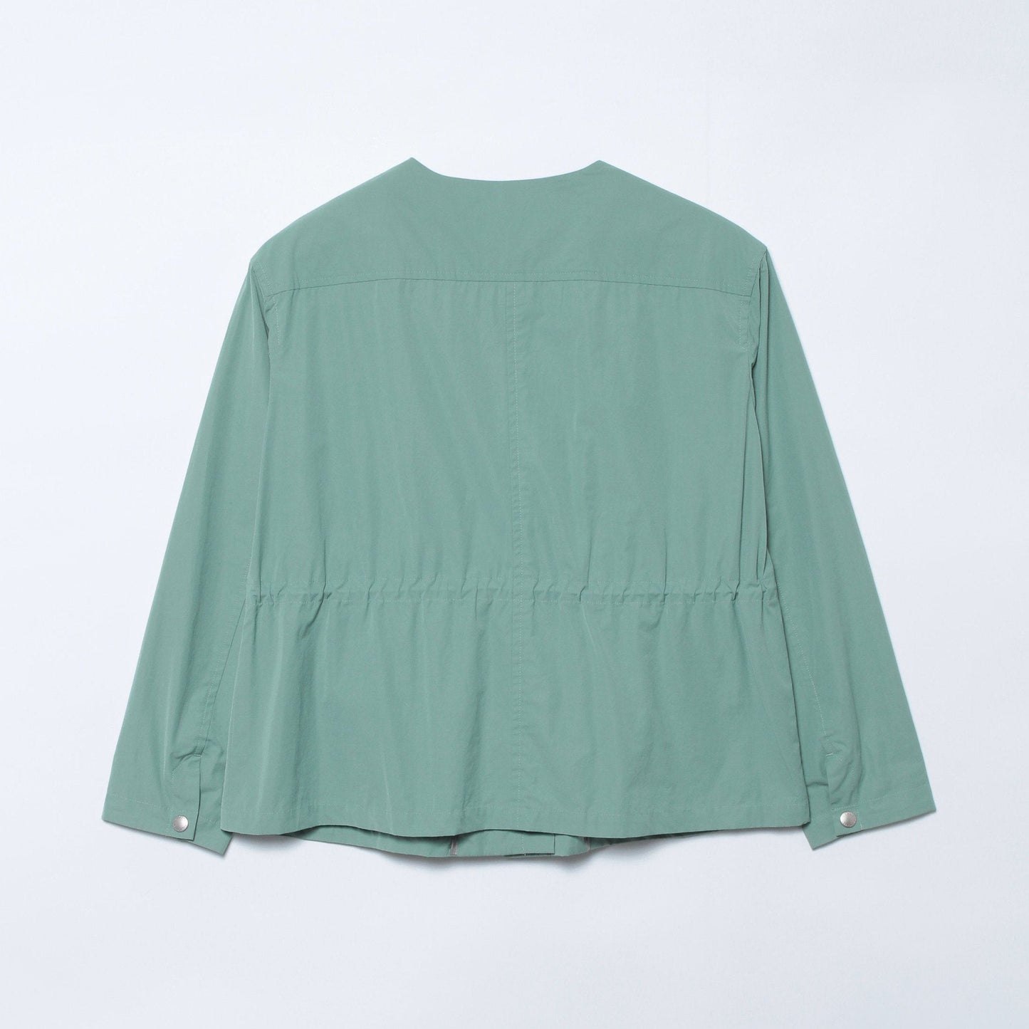 ポリエステルコットン モッズ風ノーカラーブルゾン