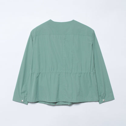 ポリエステルコットン モッズ風ノーカラーブルゾン