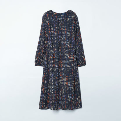 【L】イルミネーションプリント 長袖ギャザーワンピース