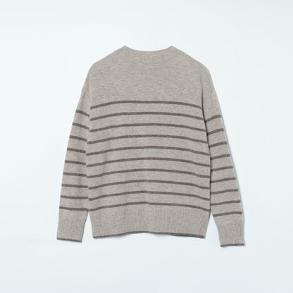 無染色ボーダー ハイネックニットプルオーバー