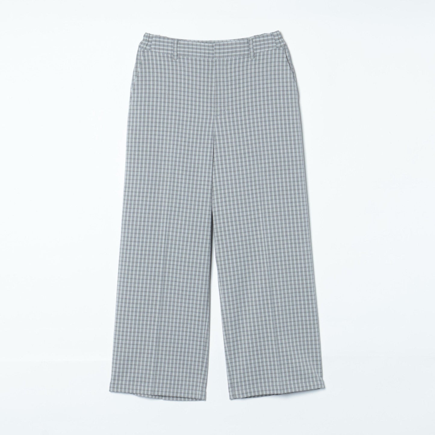 コンパクトチェック センタープレスワイドパンツ