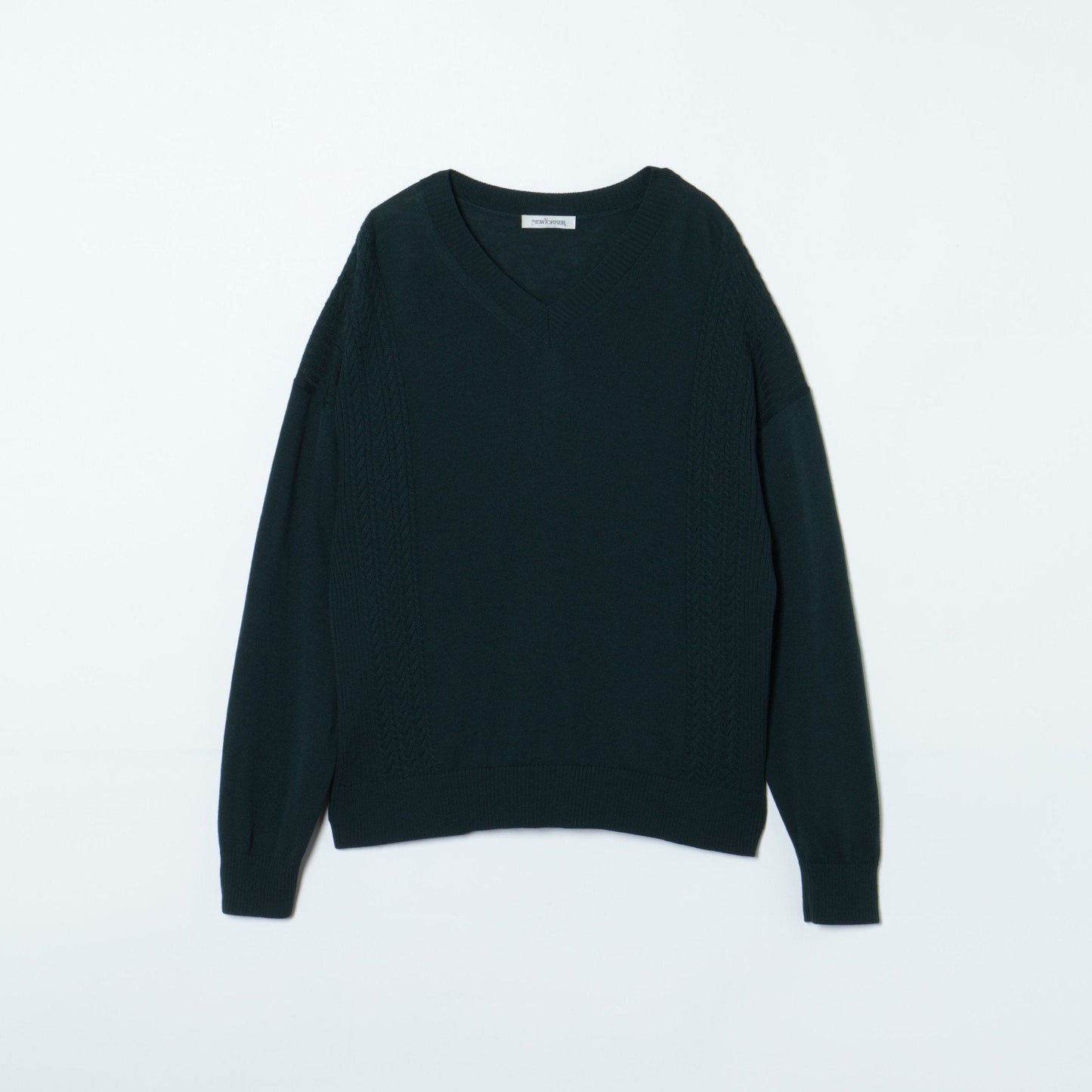 【L】ウォッシャブルウール ケーブルニットプルオーバー