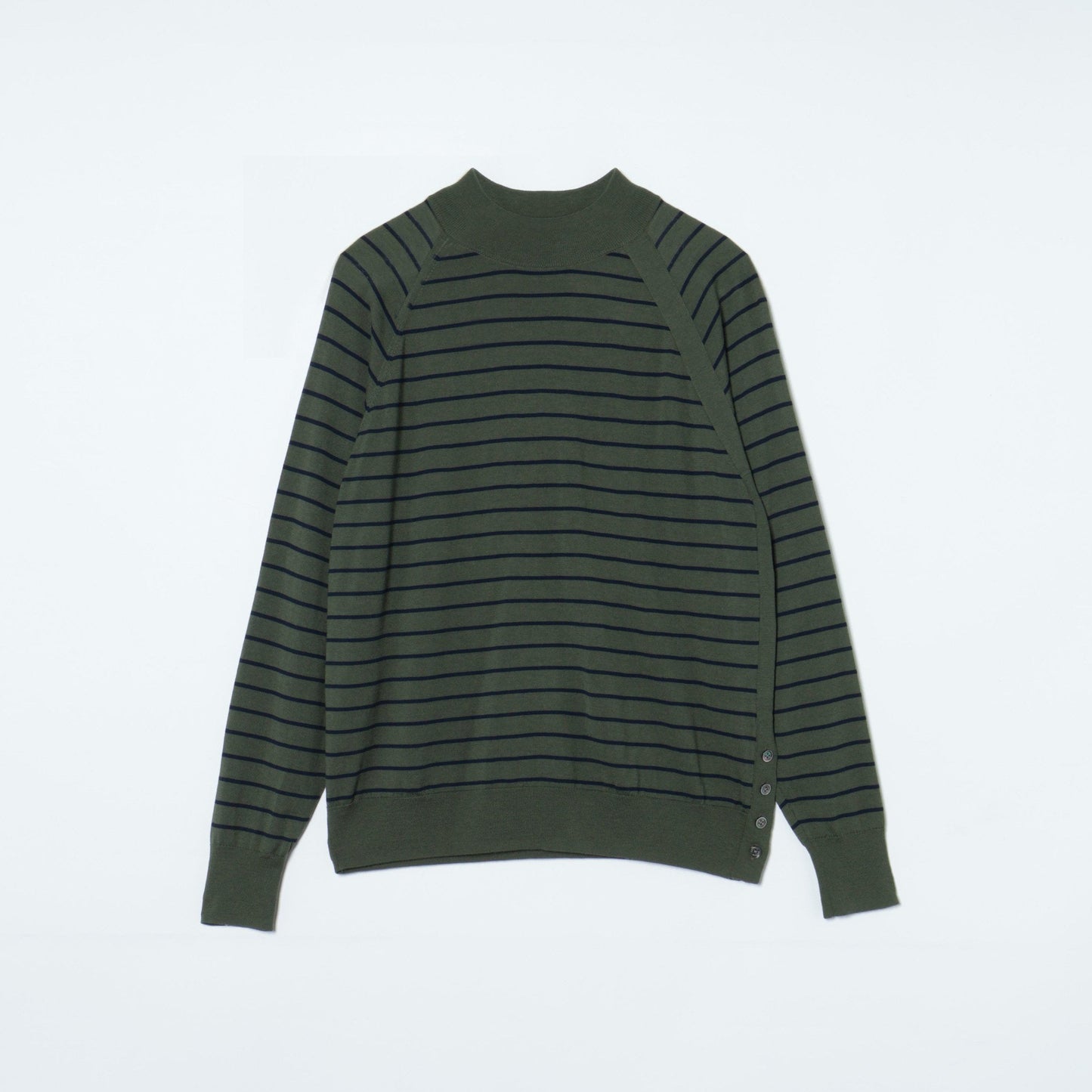 【L】ウォッシャブルウール 天竺ボーダーニットプルオーバー