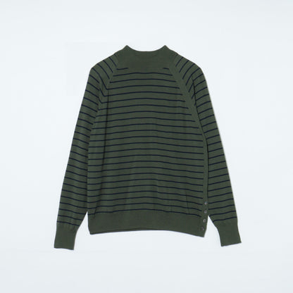 【L】ウォッシャブルウール 天竺ボーダーニットプルオーバー