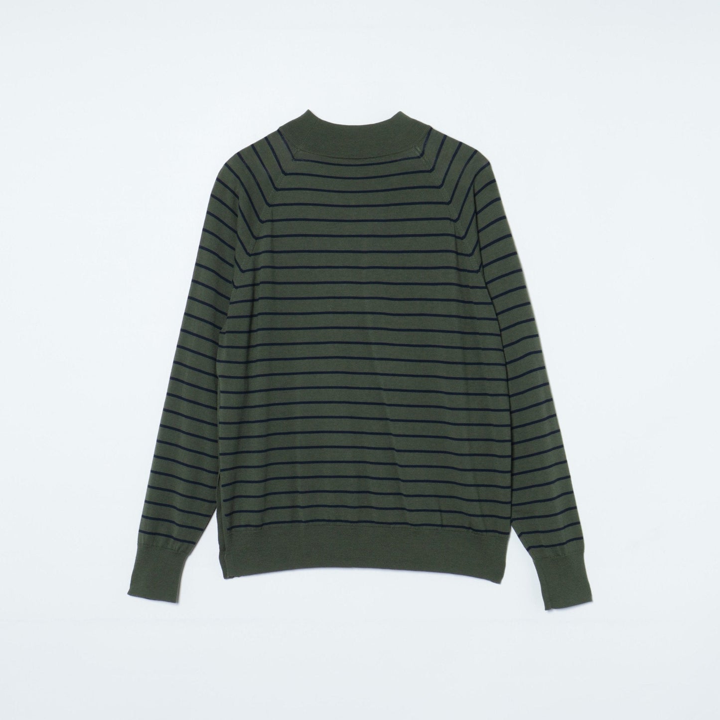 【L】ウォッシャブルウール 天竺ボーダーニットプルオーバー