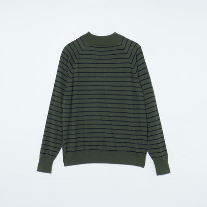 【L】ウォッシャブルウール 天竺ボーダーニットプルオーバー