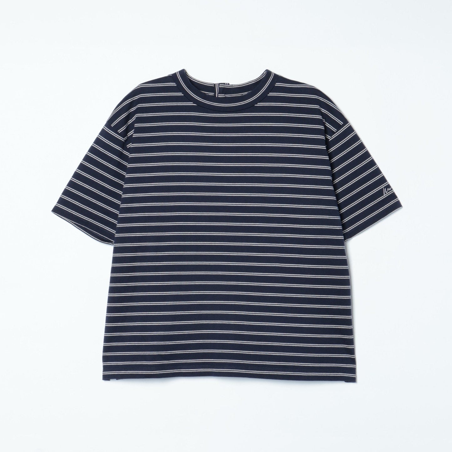 【L】スビンギザ天竺 オリジナルボーダー5分袖カットソー