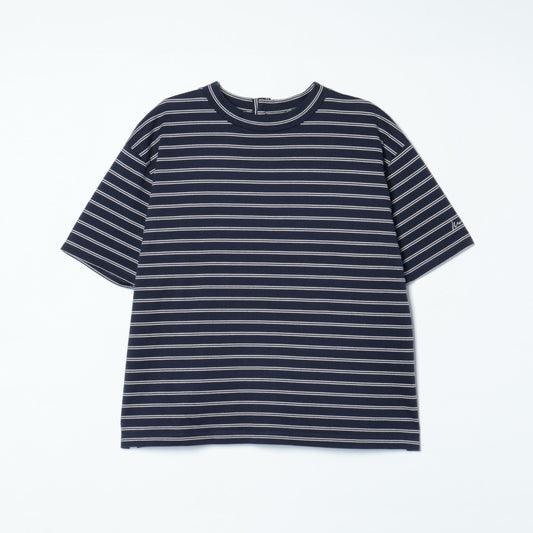 【L】スビンギザ天竺 オリジナルボーダー5分袖カットソー