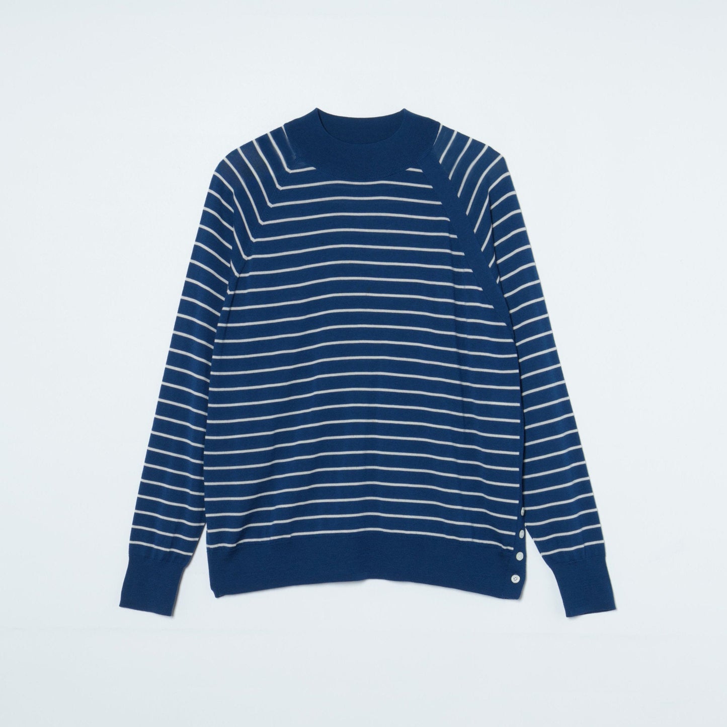 【L】ウォッシャブルウール 天竺ボーダーニットプルオーバー