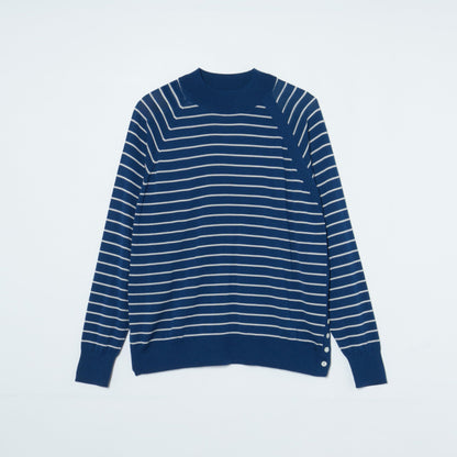 【L】ウォッシャブルウール 天竺ボーダーニットプルオーバー