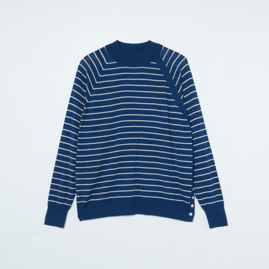 【L】ウォッシャブルウール 天竺ボーダーニットプルオーバー