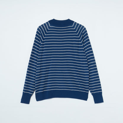 【L】ウォッシャブルウール 天竺ボーダーニットプルオーバー