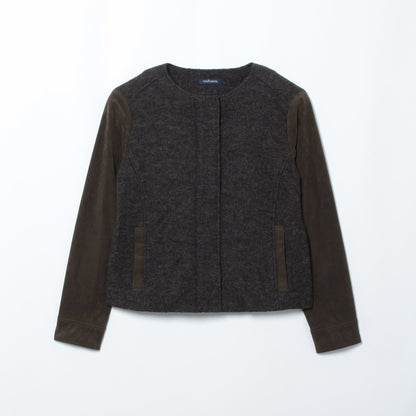 異素材コンビ ジップアップブルゾン