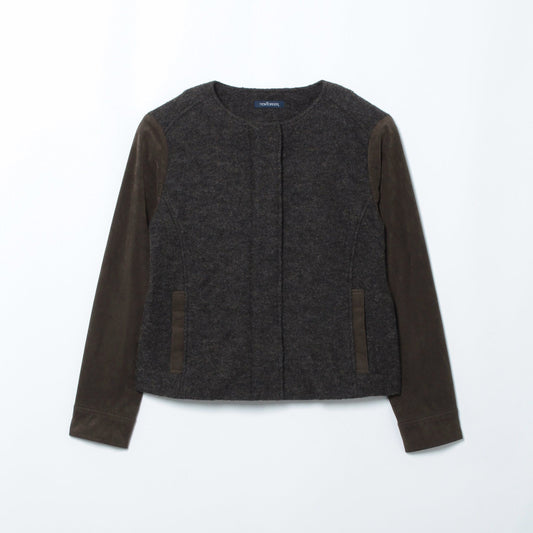 異素材コンビ ジップアップブルゾン