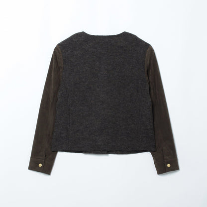 異素材コンビ ジップアップブルゾン