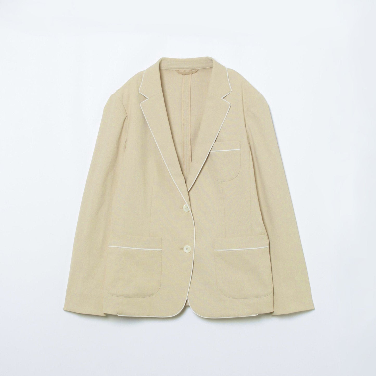 【ウォッシャブル】ナチュラルクロス 2釦パイピングジャケット