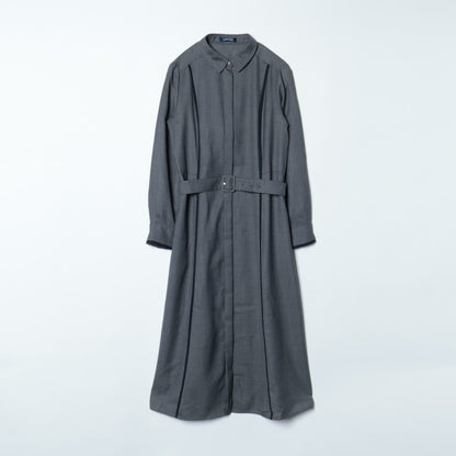 TWツイル ライン切替えシャツワンピース
