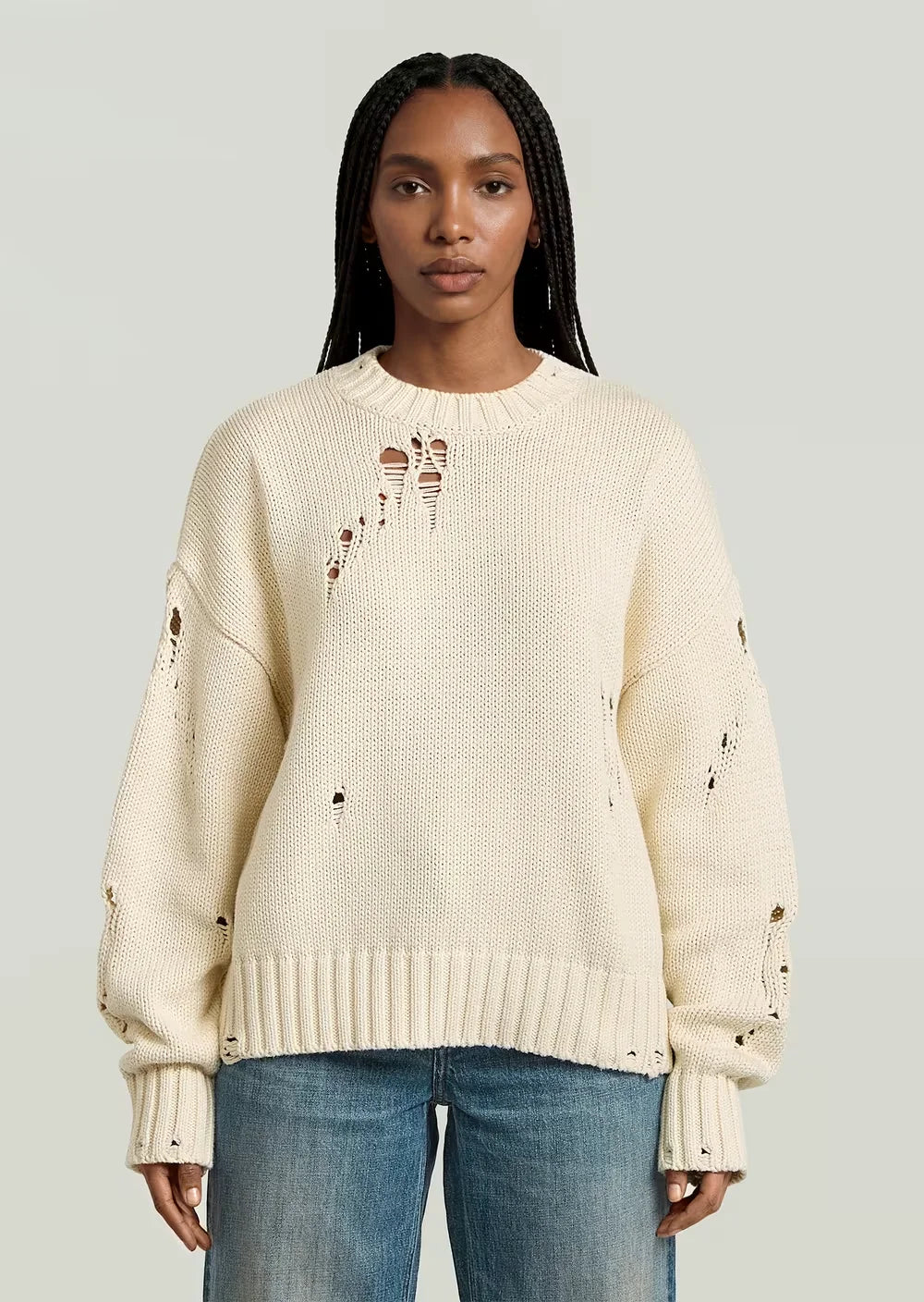 Drop Needle Loose Knit Pullover